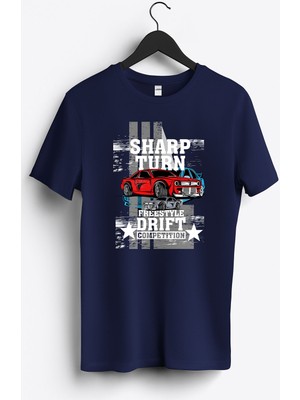 MGAX Araba Serbest Stil Drift Baskılı Regular Sıfır Yaka %100 Pamuk Unisex Penye T-Shirt