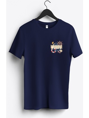 MGAX Denizci Nautical Collection Arma Baskılı Regular Sıfır Yaka %100 Pamuk Unisex Penye T-Shirt