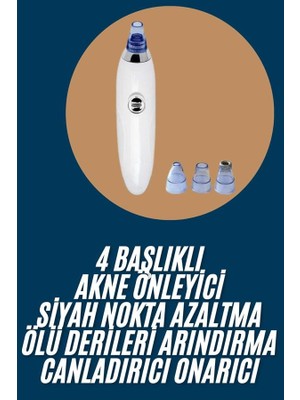 MK Beykoz Yeni Nesil Vakumlu Pilli Siyah Nokta ve Yüz Temizleme Cihazı 4 Başlıklı - KE002Q-798FU1