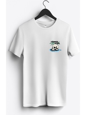 MGAX Deniz Summer Skull Arma Baskılı Regular Sıfır Yaka %100 Pamuk Unisex Penye T-Shirt