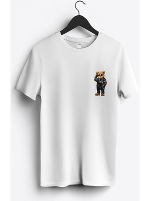 MGAX Sevimli Ayı Ride Out Arma Baskılı Regular Sıfır Yaka %100 Pamuk Unisex Penye T-Shirt