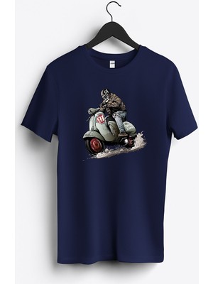 MGAX Motosiklet Scooter Rider Skull Baskılı Regular Sıfır Yaka %100 Pamuk Unisex Penye T-Shirt