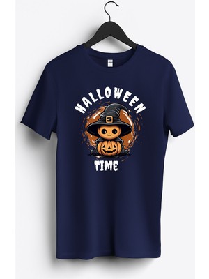 MGAX Hallowen Time Baskılı Regular Sıfır Yaka %100 Pamuk Unisex Penye T-Shirt