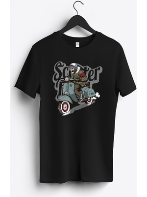 MGAX Motosiklet Scooter Boy Baskılı Regular Sıfır Yaka %100 Pamuk Unisex Penye T-Shirt