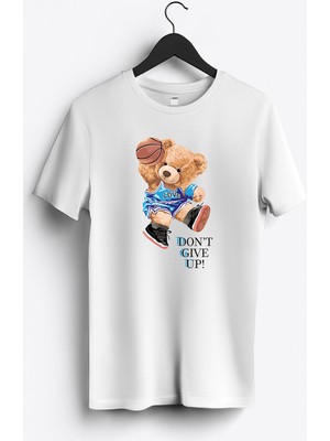MGAX Basketbol Pes Etme Don't Give Up Baskılı Regular Sıfır Yaka %100 Pamuk Unisex Penye T-Shirt