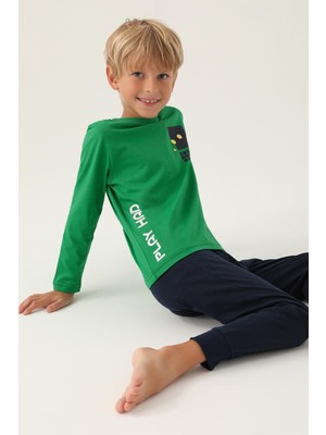 RolyPoly Roly Poly Premium Erkek Çocuk Pamuklu Rahat Kalıp Uzun Kollu Paça Lastikli Pijama Takımı