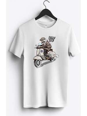 MGAX Motosiklet Scooter Boy Skull Baskılı Regular Sıfır Yaka %100 Pamuk Unisex Penye T-Shirt