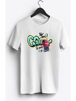 MGAX Sevimli Ayı Havalı Genç Baskılı Regular Sıfır Yaka %100 Pamuk Unisex Penye T-Shirt