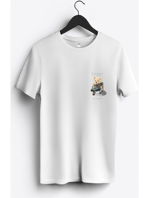 MGAX Sevimli Ayı Just Relax Arma Baskılı Regular Sıfır Yaka %100 Pamuk Unisex Penye T-Shirt