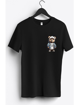 MGAX Sevimli Ayı Bear Arma Baskılı Regular Sıfır Yaka %100 Pamuk Unisex Penye T-Shirt