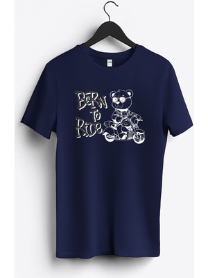 MGAX Motosiklet Born To Ride Baskılı Regular Sıfır Yaka %100 Pamuk Unisex Penye T-Shirt