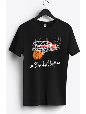 MGAX Basketbol Basketball Pota Baskılı Regular Sıfır Yaka %100 Pamuk Unisex Penye T-Shirt