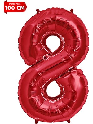 Parti Pera Kırmızı Rakam Folyo Balon 100 cm