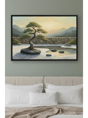 Safir Design Huzur Veren Japon Bahçesi Manzaralı Çerçeveli Tablo