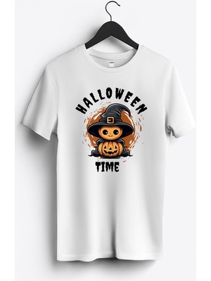 MGAX Hallowen Time Baskılı Regular Sıfır Yaka %100 Pamuk Unisex Penye T-Shirt