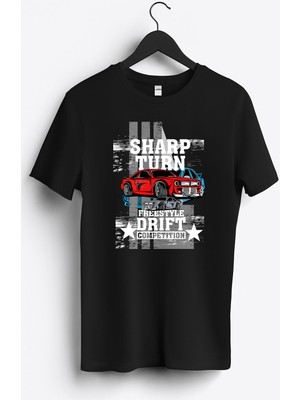 MGAX Araba Serbest Stil Drift Baskılı Regular Sıfır Yaka %100 Pamuk Unisex Penye T-Shirt