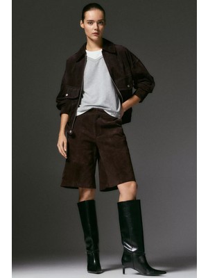 Allbucks Pull&bear %100 Süet Deri Bermuda Şort ABPNB3745