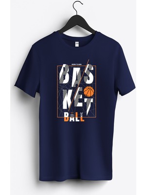 MGAX Basketbol Born To Win Basketball Baskılı Regular Sıfır Yaka %100 Pamuk Unisex Penye T-Shirt