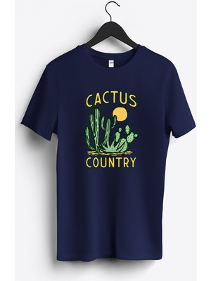 MGAX Cactüs Country Baskılı Regular Sıfır Yaka %100 Pamuk Unisex Penye T-Shirt