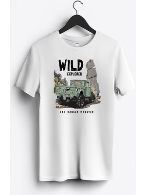 MGAX Off Road Wild Explorer Baskılı Regular Sıfır Yaka %100 Pamuk Unisex Penye T-Shirt