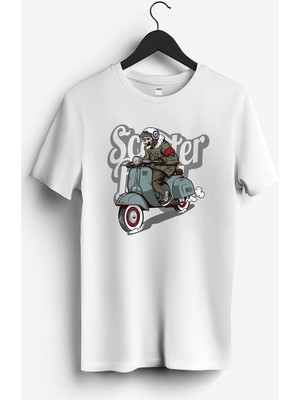 MGAX Motosiklet Scooter Boy Baskılı Regular Sıfır Yaka %100 Pamuk Unisex Penye T-Shirt