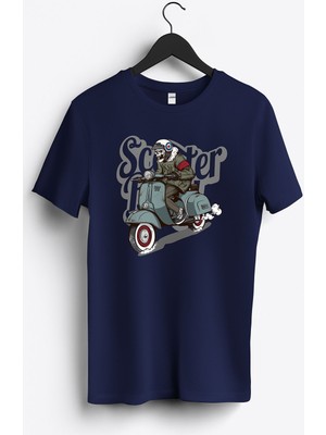 MGAX Motosiklet Scooter Boy Baskılı Regular Sıfır Yaka %100 Pamuk Unisex Penye T-Shirt