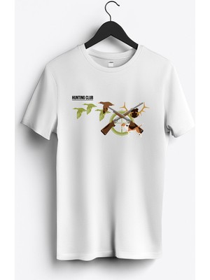 MGAX Hunting Club Baskılı Regular Sıfır Yaka %100 Pamuk Unisex Penye T-Shirt