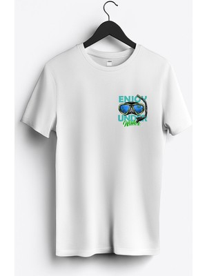 MGAX Dalgıç Enjoy Under Water Arma Baskılı Regular Sıfır Yaka %100 Pamuk Unisex Penye T-Shirt