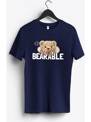 MGAX Sevimli Ayı Bearable Baskılı Regular Sıfır Yaka %100 Pamuk Unisex Penye T-Shirt