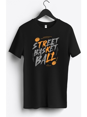 MGAX Basketbol Street Basketball Baskılı Regular Sıfır Yaka %100 Pamuk Unisex Penye T-Shirt