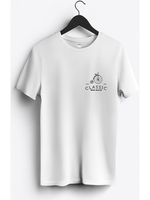 MGAX Bisikletçi Klasik Bisiklet Arma Baskılı Regular Sıfır Yaka %100 Pamuk Unisex Penye T-Shirt