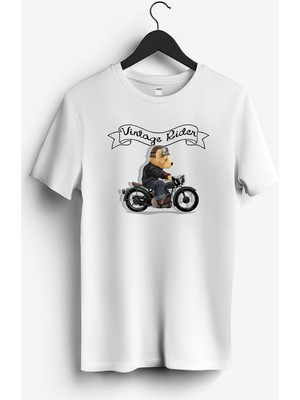 MGAX Motosiklet Vintage Nostalgia Scooter Baskılı Regular Sıfır Yaka %100 Pamuk Unisex Penye T-Shirt