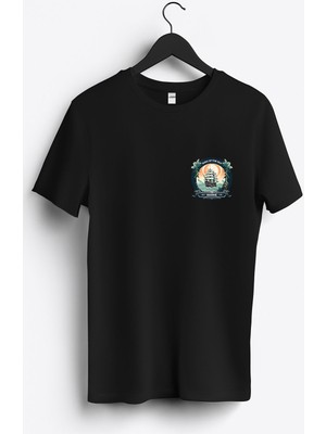 MGAX Denizci Denizlerin Kralı Arma Baskılı Regular Sıfır Yaka %100 Pamuk Unisex Penye T-Shirt