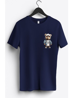 MGAX Sevimli Ayı Bear Arma Baskılı Regular Sıfır Yaka %100 Pamuk Unisex Penye T-Shirt