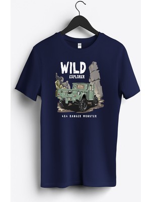 MGAX Off Road Wild Explorer Baskılı Regular Sıfır Yaka %100 Pamuk Unisex Penye T-Shirt