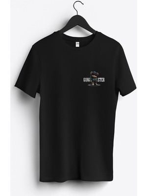 MGAX Sevimli Ayı Gangster Bear Arma Baskılı Regular Sıfır Yaka %100 Pamuk Unisex Penye T-Shirt