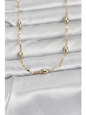 cm 14K Gold Renk Damla Topçuklu Zincir Model 60 cm Kadın Kolye