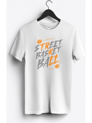 MGAX Basketbol Street Basketball Baskılı Regular Sıfır Yaka %100 Pamuk Unisex Penye T-Shirt