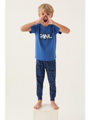 RolyPoly Roly Poly Goal Erkek Çocuk Pamuklu Rahat Kalıp Kısa Kollu Paça Lastikli Pijama Takım