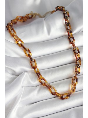 Leopar Desenli Mika Zincir Kadın Kolye