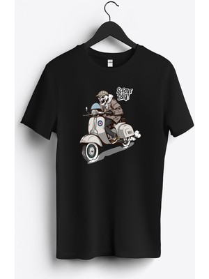 MGAX Motosiklet Scooter Boy Skull Baskılı Regular Sıfır Yaka %100 Pamuk Unisex Penye T-Shirt