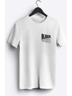 MGAX Black White Arma Baskılı Regular Sıfır Yaka %100 Pamuk Unisex Penye T-Shirt