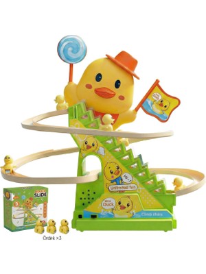 Bbsky Yeni Nesil Yeşil Gövde Eğlenceli Merdiven Çıkan 3 Ördek: Işıklı ve Müzikli Otomatik Kaydırak Seti - 3+ Yaş Okul Öncesi Gelişim ve Çocuk Doğum Günü Hediyesi