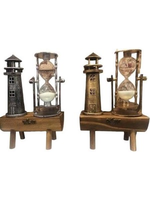 MK Beykoz Deniz Feneri Kum Saati Ahşap Görünümlü Vintage Tarz Biblo - KE002Q-7909I5