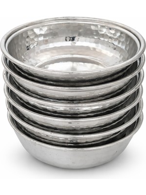 Copper Empire Gümüş Kaplama 6 Adet Bakır Kase [6 Adet (14 cm x 4,5cm)]