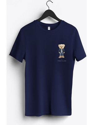 MGAX Sevimli Ayı My Today's Look Arma Baskılı Regular Sıfır Yaka %100 Pamuk Unisex Penye T-Shirt