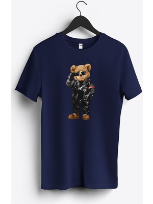 MGAX Sevimli Ayı Ride Out Baskılı Regular Sıfır Yaka %100 Pamuk Unisex Penye T-Shirt
