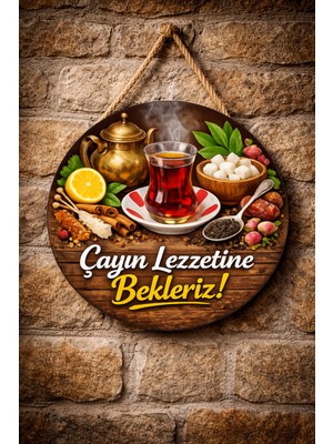 Mayeka Cafe Restoran Için Çay Ocağı Duvar Kapı Tablo Süsü Ahşap Askılı Pano Tabela No 49