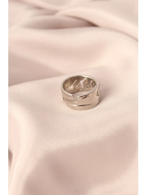 Gümüş Renk Metal Taşlı Model Ayarlanabilir Kadın Yüzük