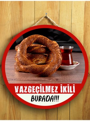 Mayeka Cafeler Simitçiler Börekçiler Kahvaltıcılar Çaycılar Için Simit ve Çay Duvar Kapı Tablo Ahşap Askılı Pano Tabela